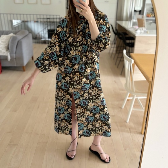 Rhode Fay Midi Dress Maxi Floral Slit High Neck Size M Resortwear Wedding Guest - Picture 12 of 13